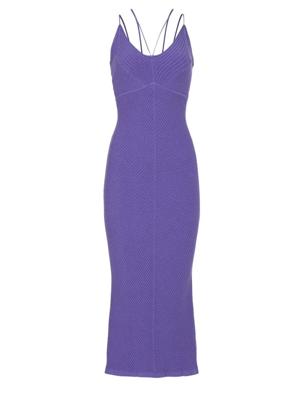 AKNVAS Evelyn Purple Strappy Open Back Ribbed Midi Dress XS - Picture 3 of 5